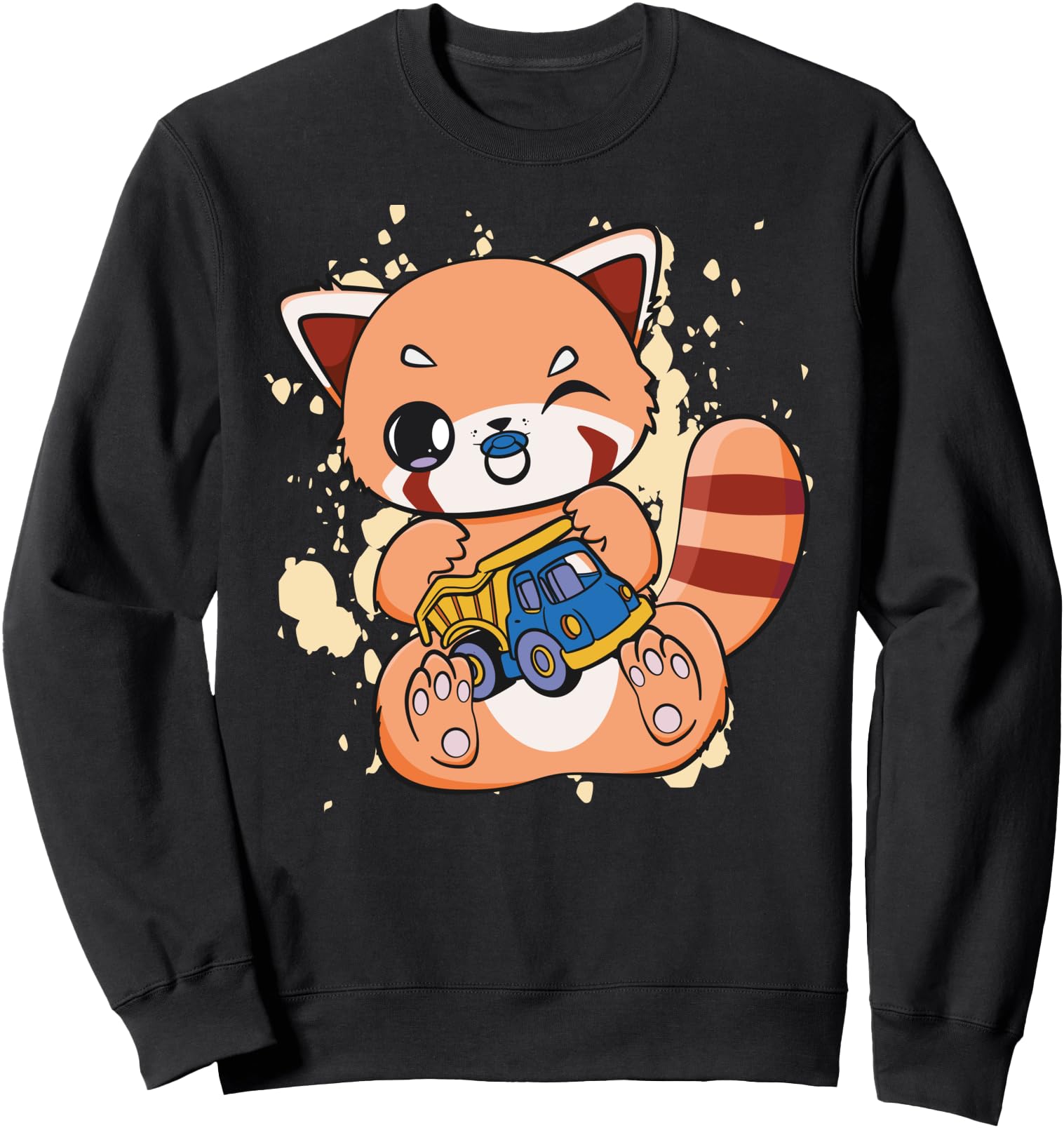Red Panda Toy Truck Chibi Anime Hoodie - Casual Everyday Wear for Adults - T-Shirt, Sweatshirt, Hoodie