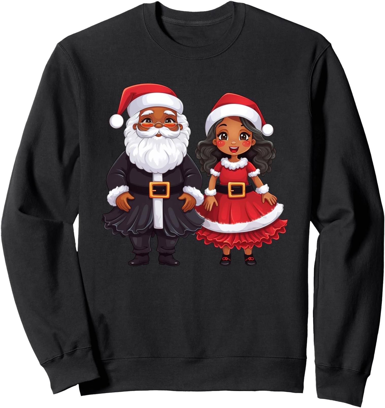 African Santa Mrs Claus Dancing Hoodie - Casual Everyday Wear for Adults - T-Shirt, Sweatshirt, Hoodie