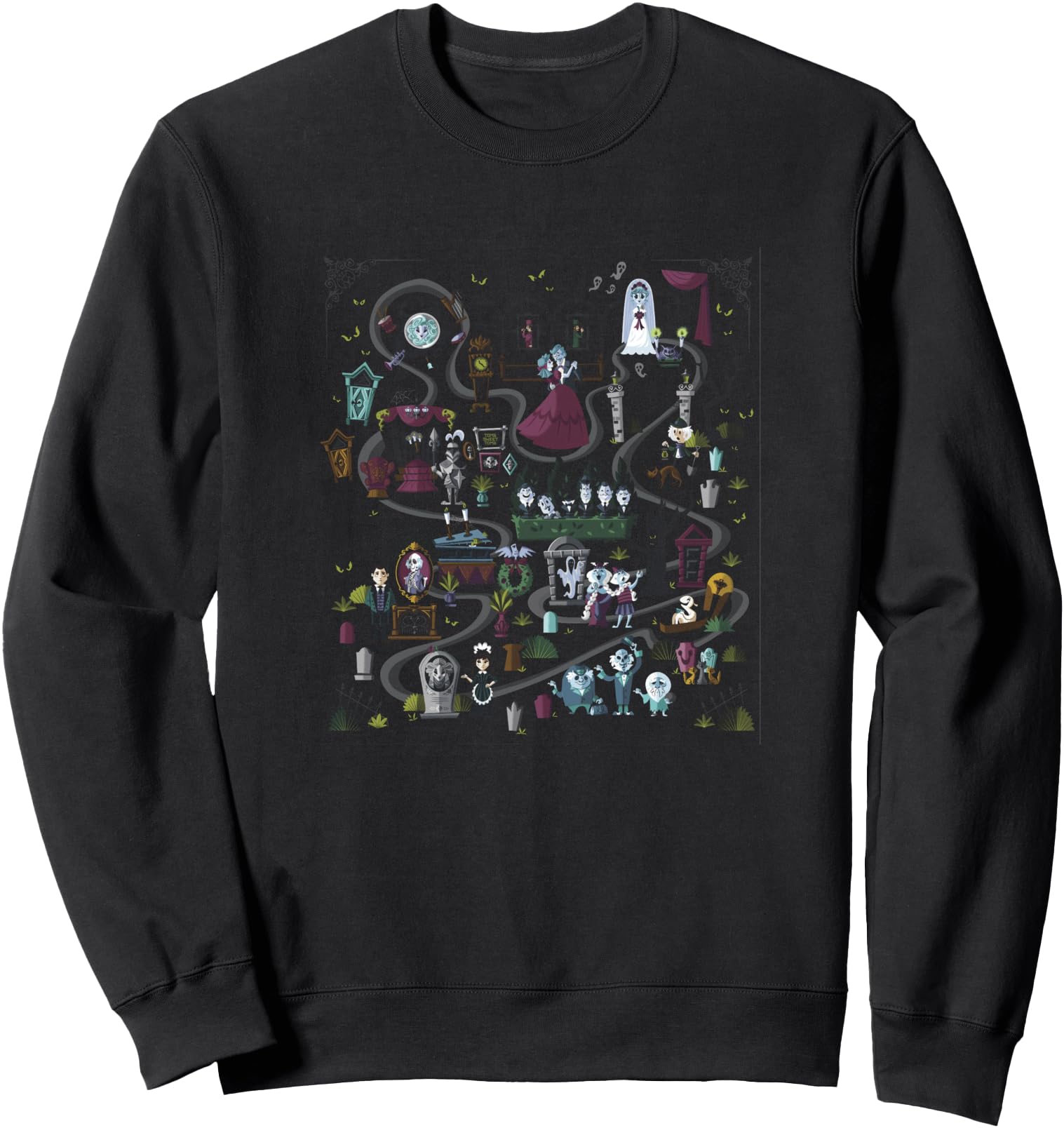 Haunted Mansion Ride Animated Map T-Shirt - Minimalist Print for Adults - T-Shirt, Sweatshirt, Hoodie