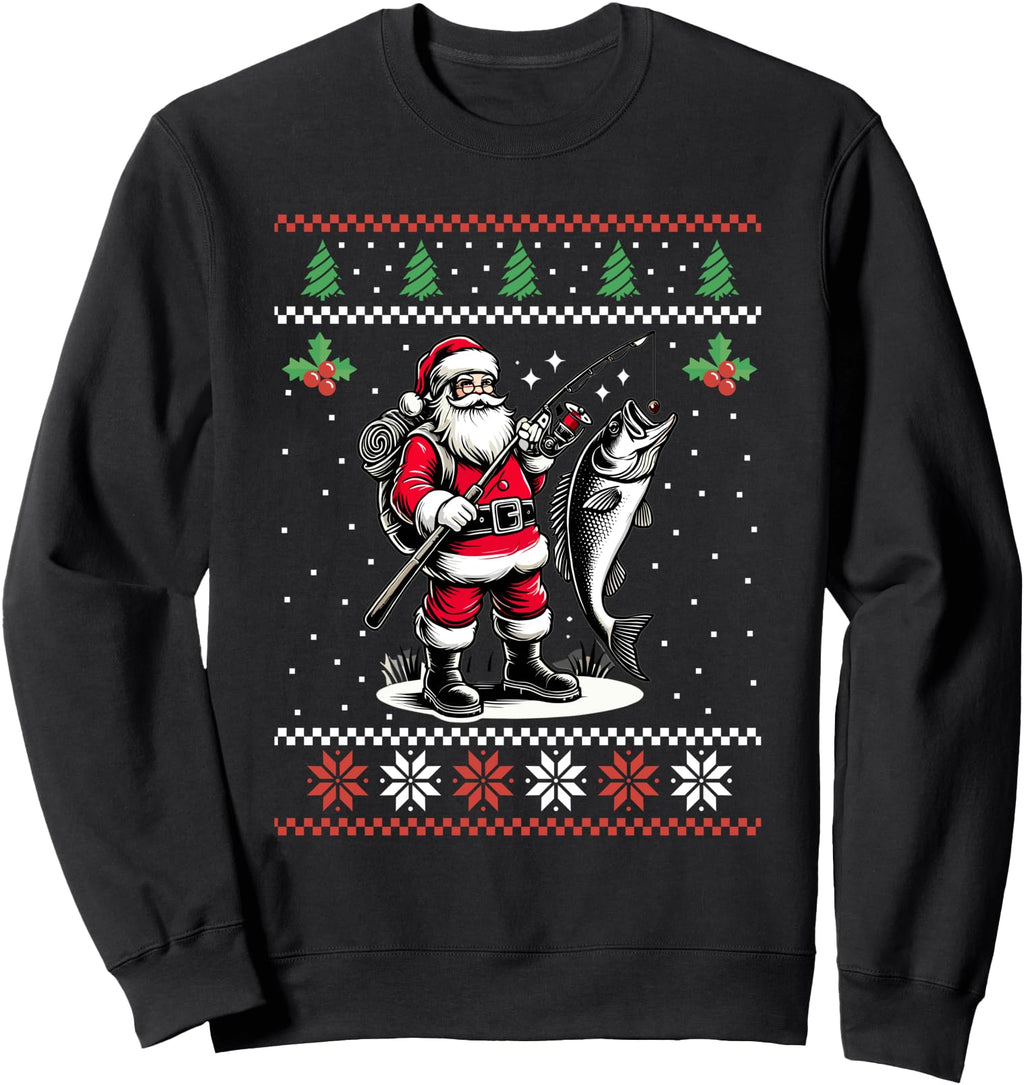 Santa Fishing Ugly Fisher Artist Sweatshirt - Minimalist Print Men Women - T-Shirt, Sweatshirt, Hoodie