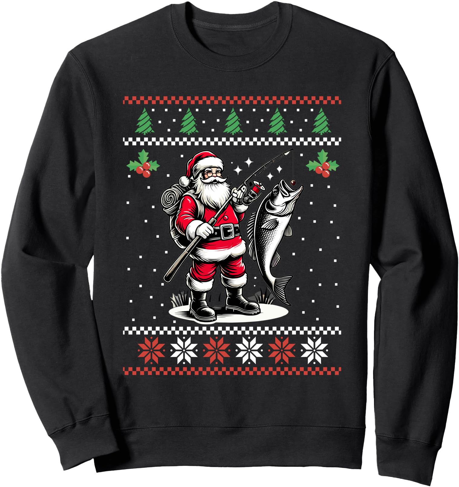 Santa Fishing Ugly Fisher Artist Sweatshirt - Minimalist Print Men Women - T-Shirt, Sweatshirt, Hoodie