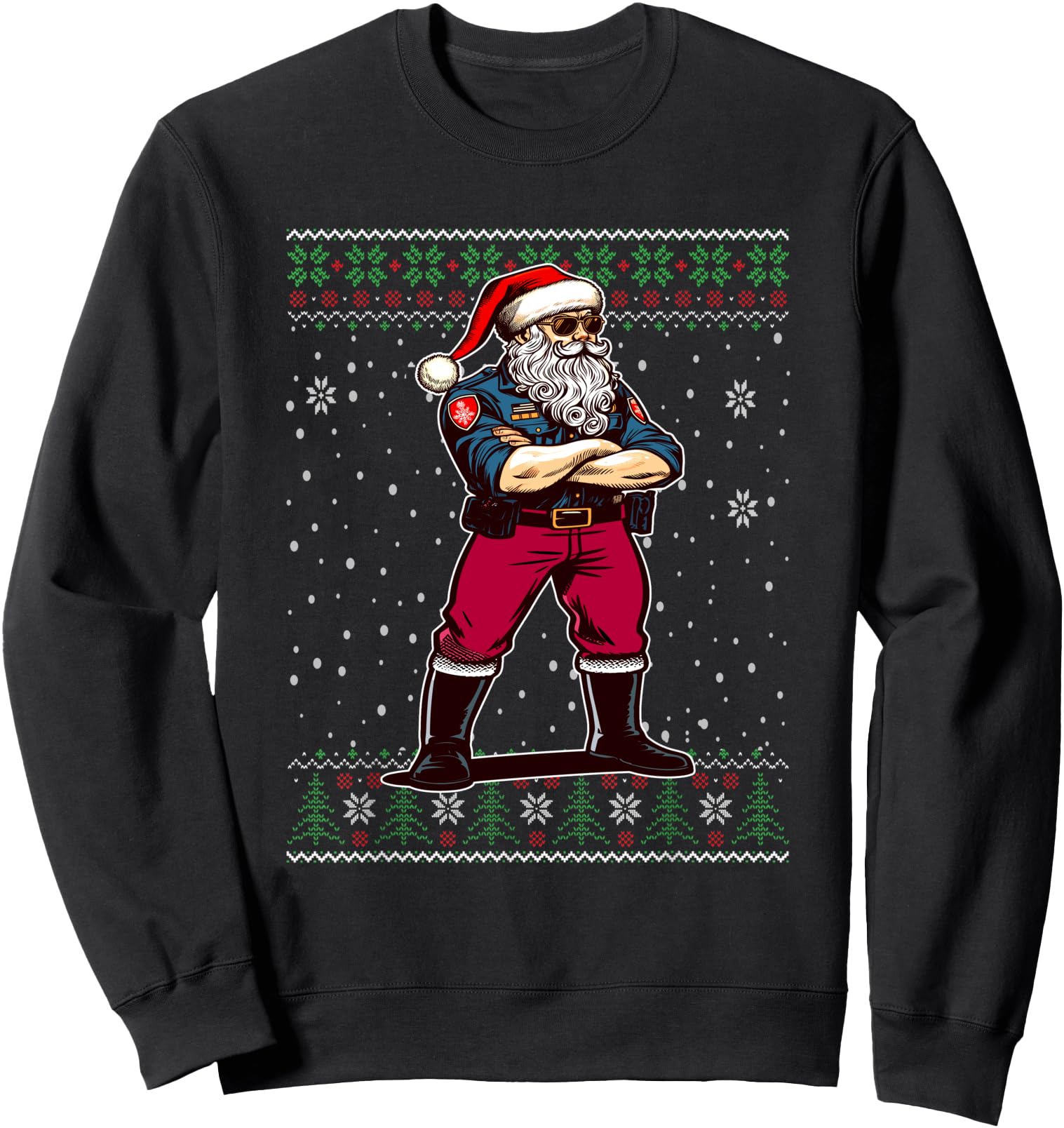 Santa Police Officer Ugly Exclusive Hoodie - Custom Art Print Unisex - T-Shirt, Sweatshirt, Hoodie