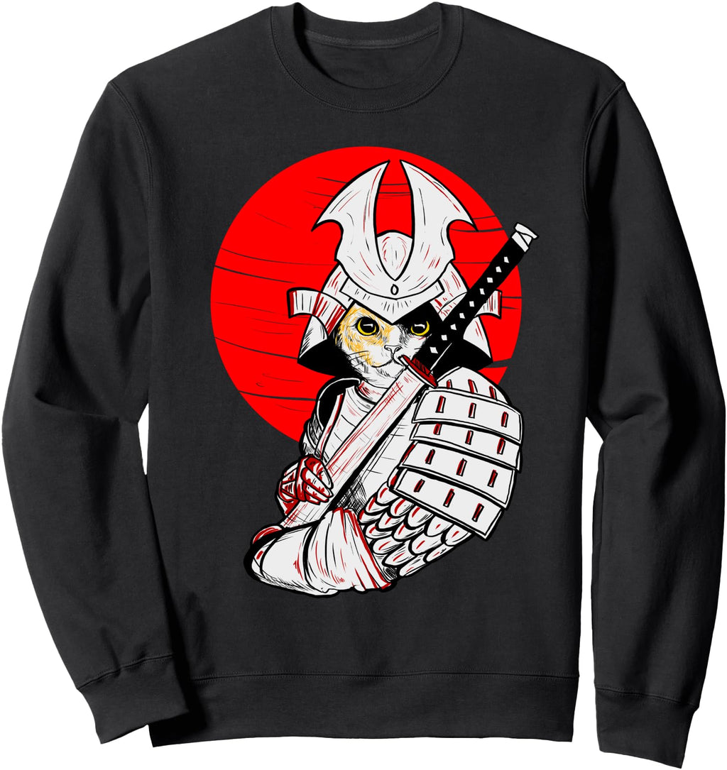Original Japanese Samurai Cat Katana Hoodie - Streetwear Style for Adults - T-Shirt, Sweatshirt, Hoodie