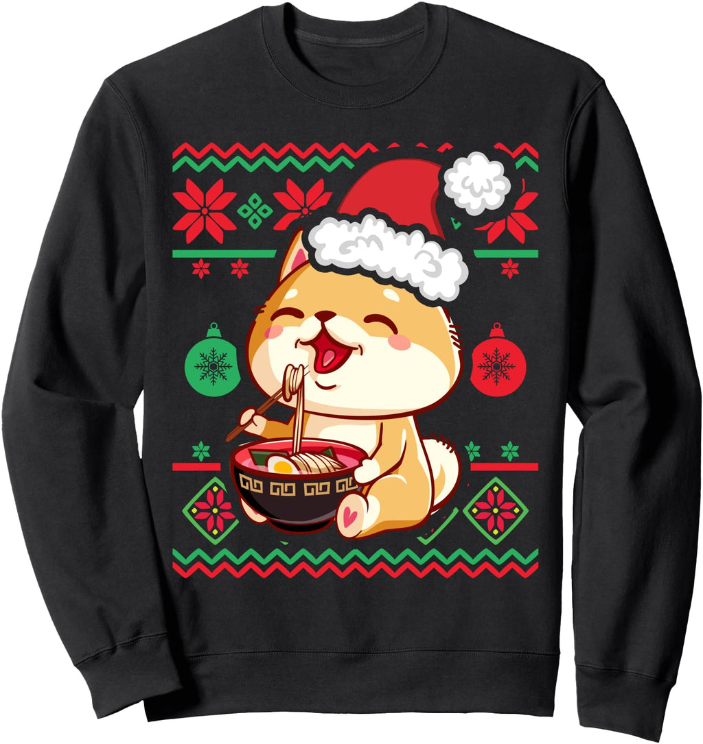 Ugly Kawaii Anime Shiba Inu Eating Hoodie - Minimalist Print for Adults - T-Shirt, Sweatshirt, Hoodie