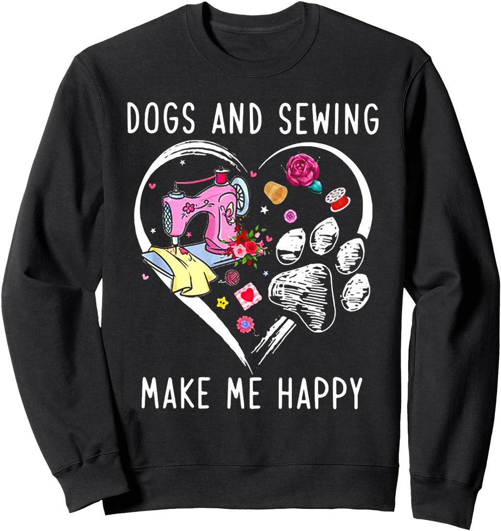 Exclusive Dogs And Sewing Make Me Hoodie - Casual Everyday Wear Men Women - T-Shirt, Sweatshirt, Hoodie