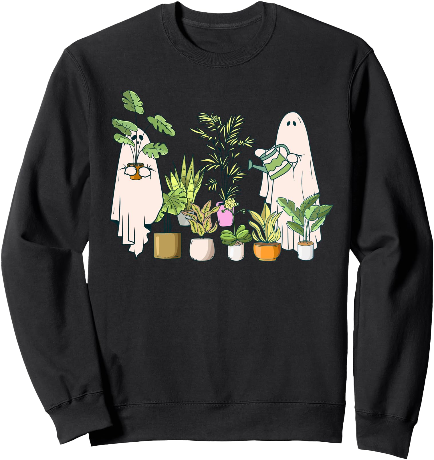 Spooky Plant Lady Halloween Ghost Garden Hoodie - Unique Graphic Unisex - T-Shirt, Sweatshirt, Hoodie