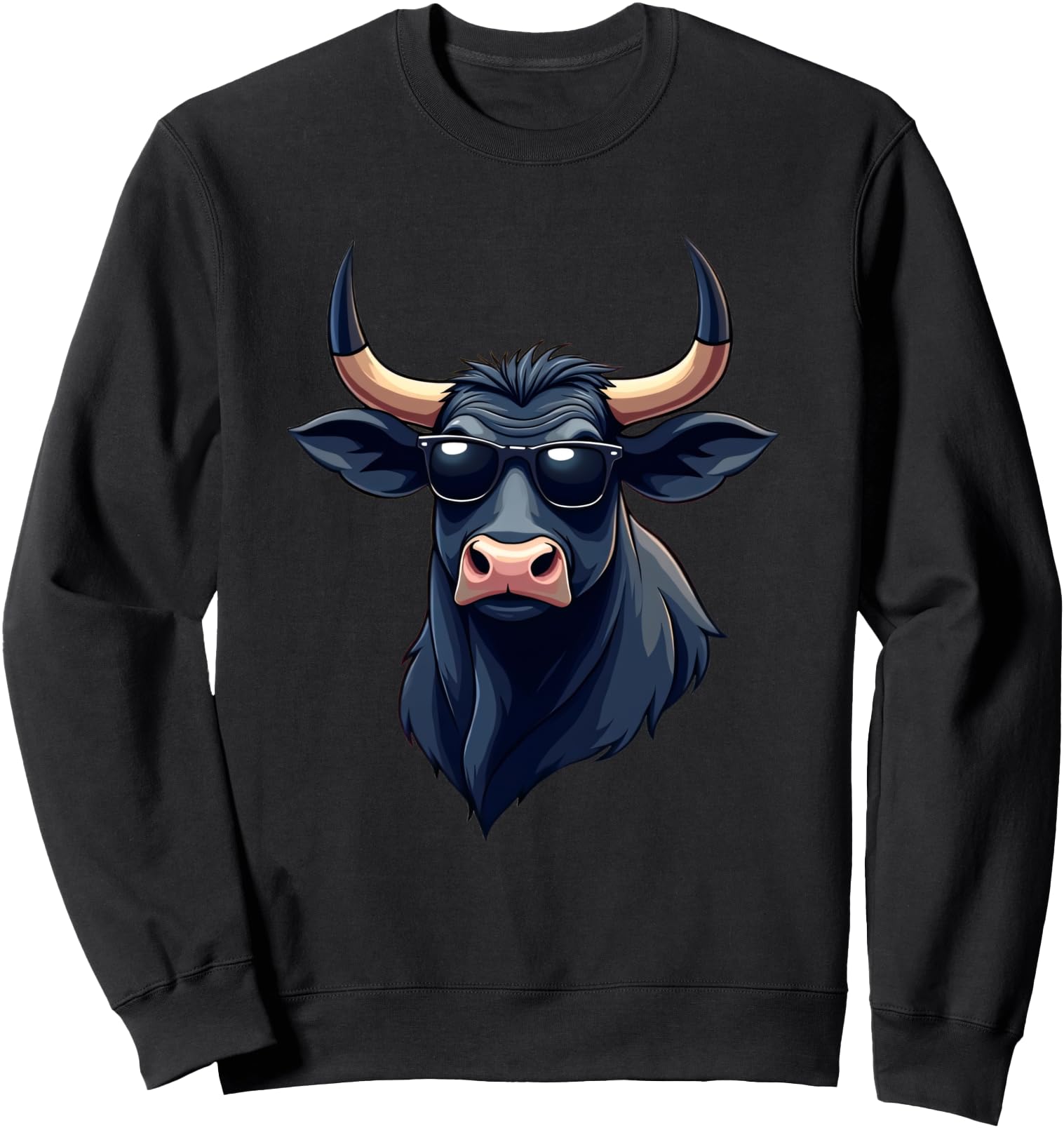 Authentic Cartoon Bull Head Sunglasses Hoodie - Trendy Graphic Unisex - T-Shirt, Sweatshirt, Hoodie