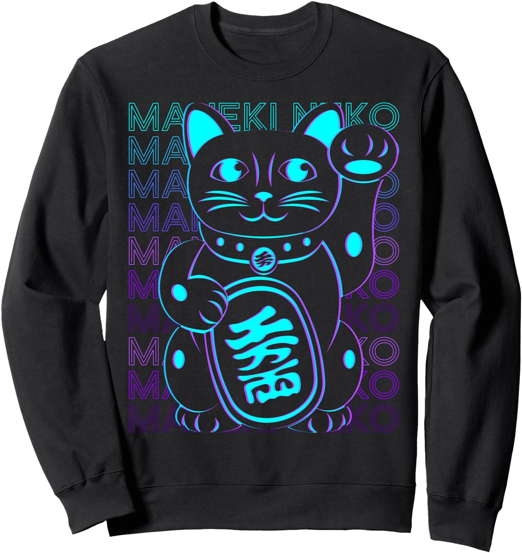 Maneki Neko Cat Japanese Lucky Cat Hoodie - Minimalist Print for Adults - T-Shirt, Sweatshirt, Hoodie