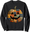 Original Patchwork Pumpkin Quilted Hoodie - Minimalist Print for Adults - T-Shirt, Sweatshirt, Hoodie
