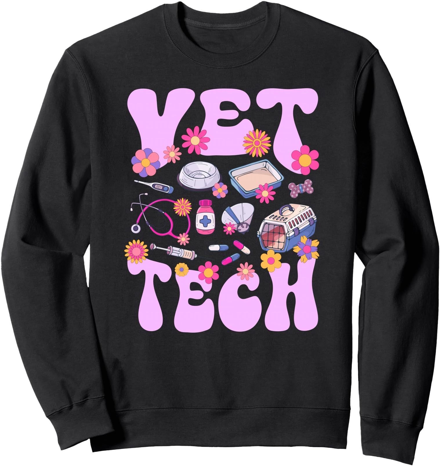 Groovy Vet Tech Veterinary Technician T-Shirt - Trendy Graphic Men Women - T-Shirt, Sweatshirt, Hoodie