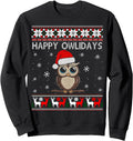 Happy Owlidays Owl Ugly Sweaters Artist Hoodie - Novelty Apparel Unisex - T-Shirt, Sweatshirt, Hoodie
