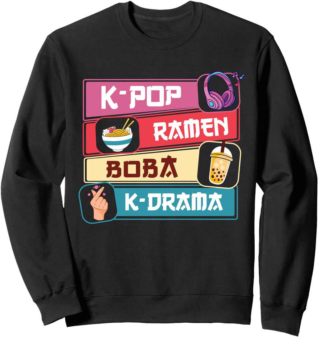 Original K Pop Ramen Boba K Drama Sweatshirt - Graphic Print Men Women - T-Shirt, Sweatshirt, Hoodie