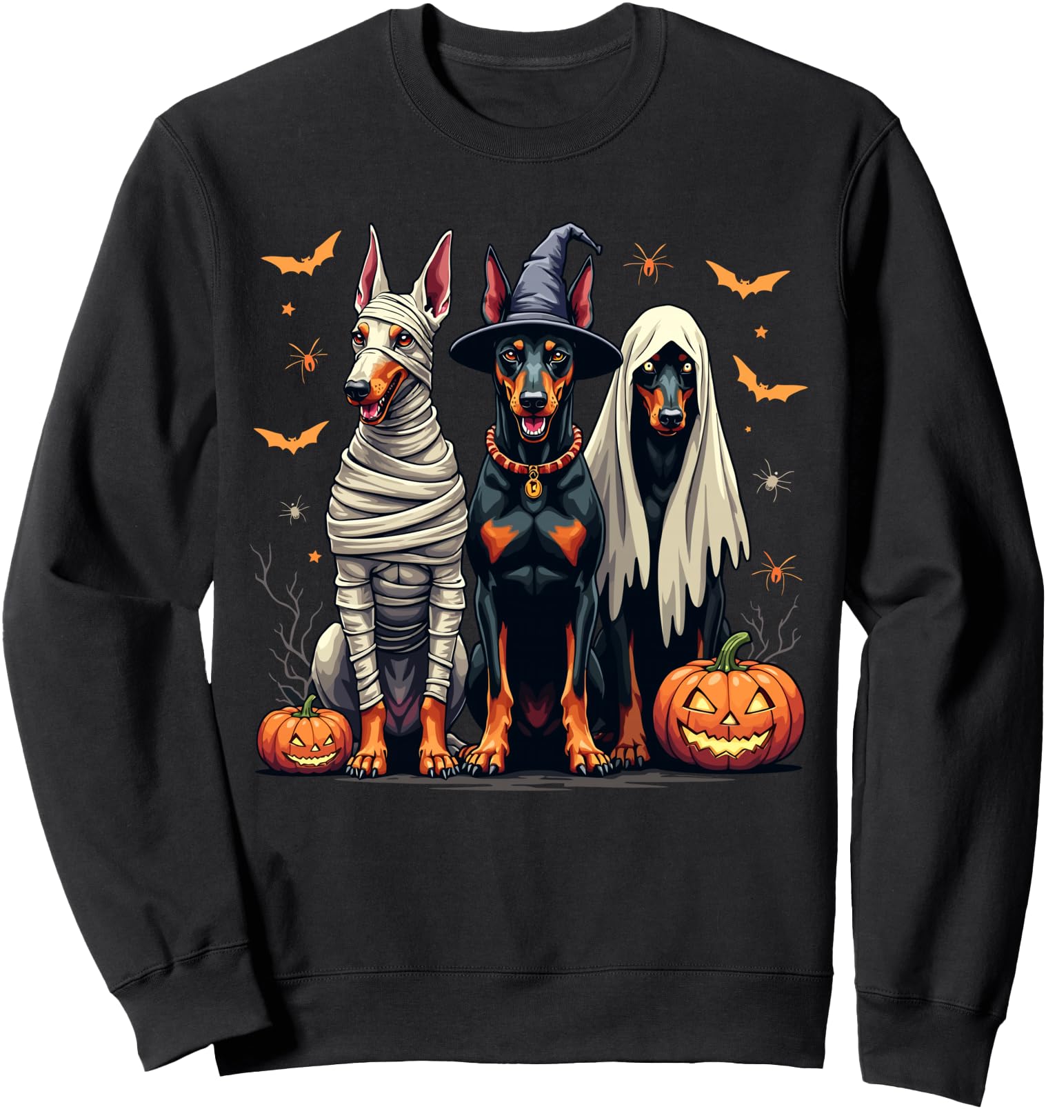 Handcrafted Doberman Halloween Sweatshirt - Streetwear Style Unisex - T-Shirt, Sweatshirt, Hoodie
