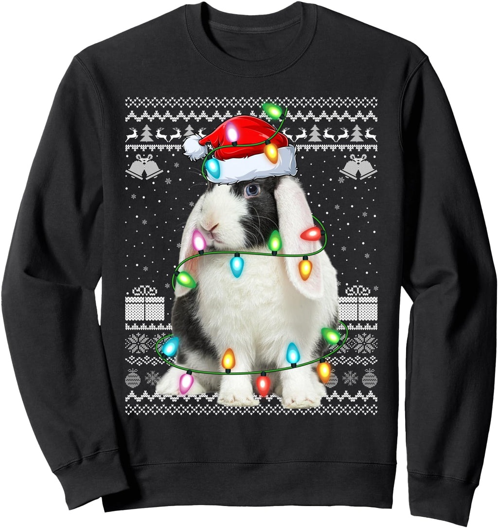 Exclusive Bunny Rabbit Lights Ugly Sweatshirt - Unique Graphic Unisex - T-Shirt, Sweatshirt, Hoodie