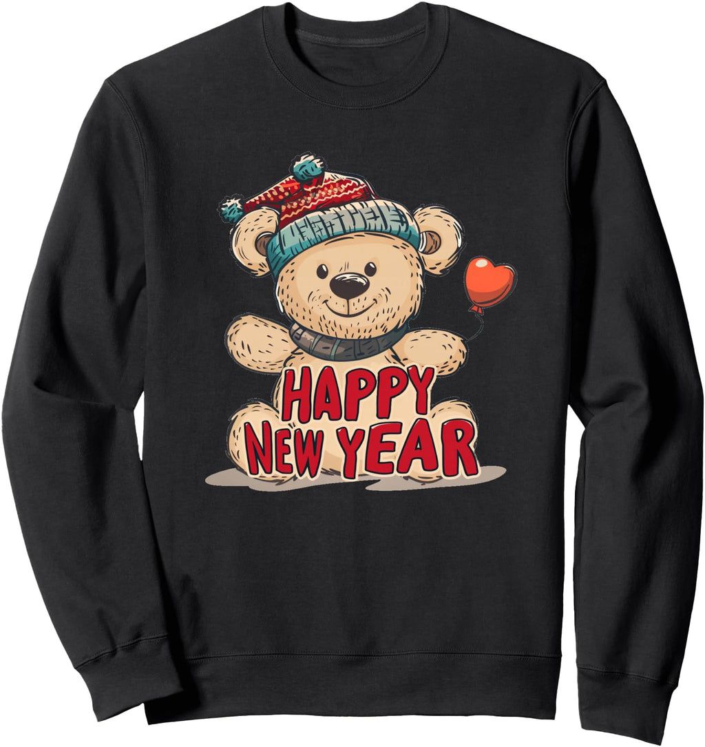 Original New Year Teddy Bear Sweet Hoodie - Fun Novelty Design for Adults - T-Shirt, Sweatshirt, Hoodie