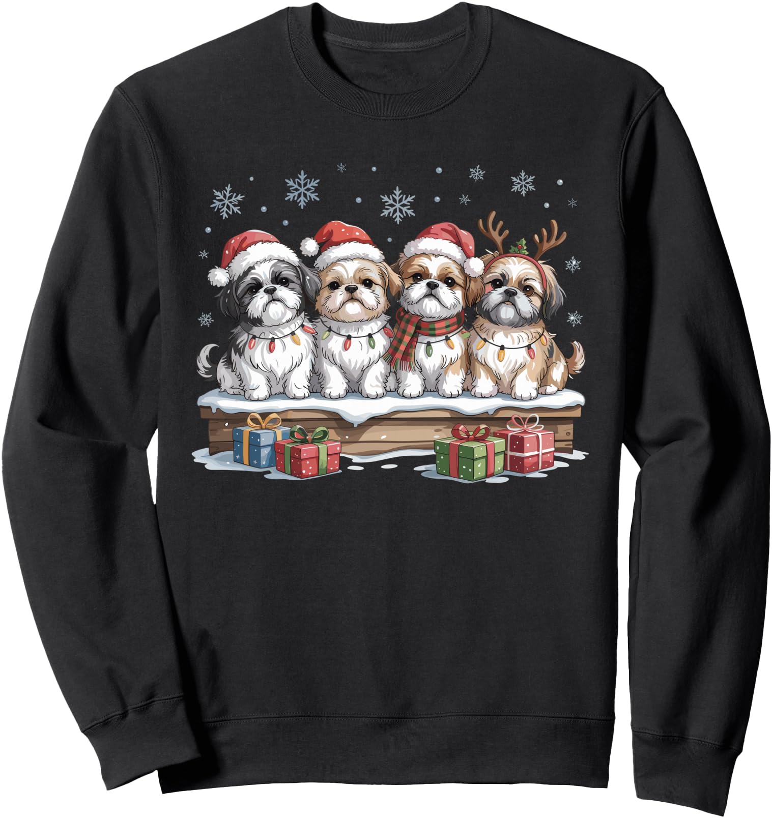 Shih Tzu Puppies Dog Lovers Holiday T-Shirt - Novelty Apparel Men Women - T-Shirt, Sweatshirt, Hoodie