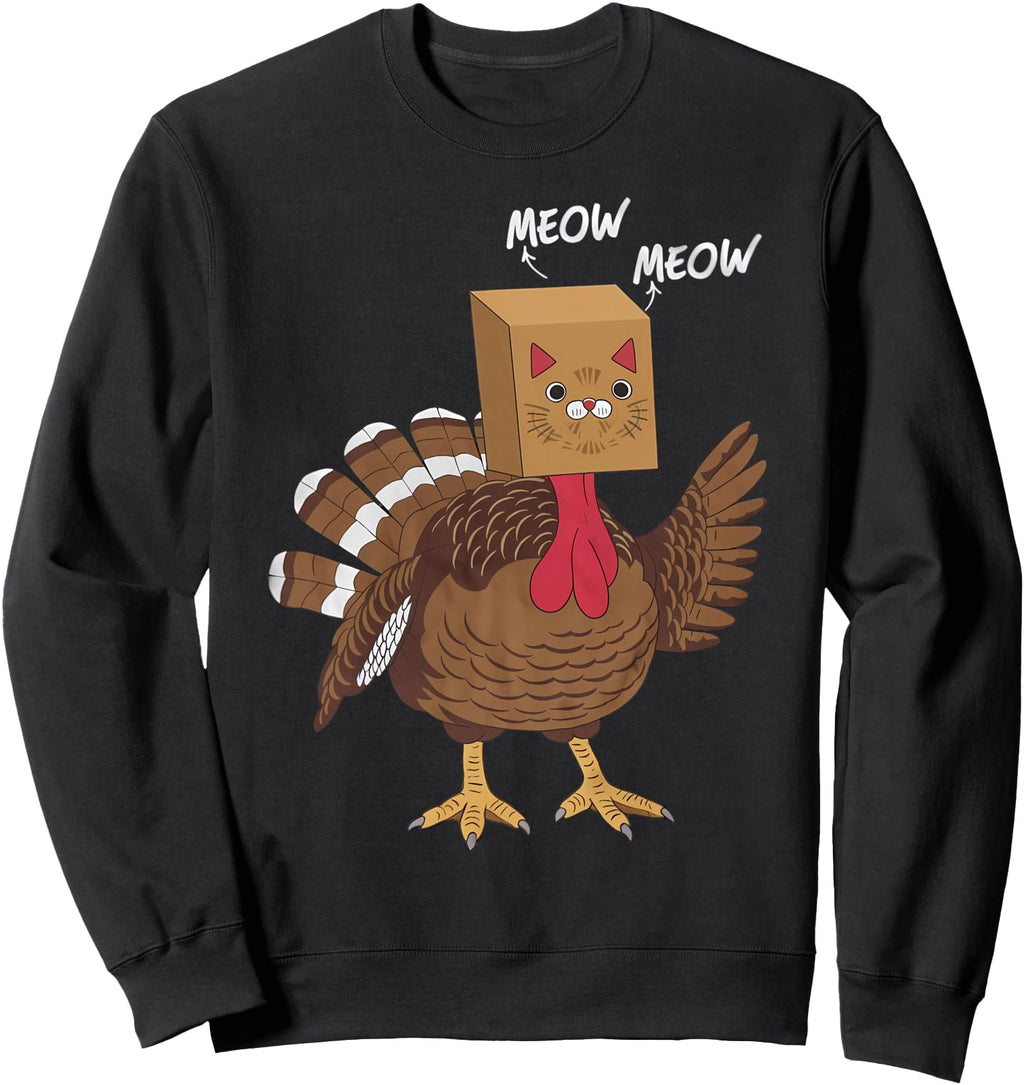 Authentic Thanksgiving Turkey Cat Meow T-Shirt - Unique Graphic Men Women - T-Shirt, Sweatshirt, Hoodie