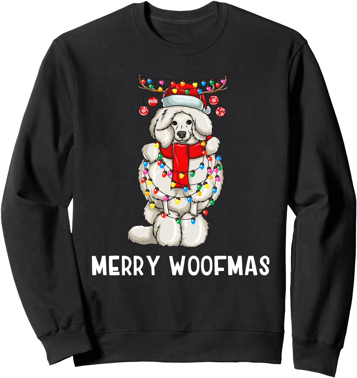 Exclusive Poodle Dog Holiday Lights T-Shirt - Trendy Graphic for Adults - T-Shirt, Sweatshirt, Hoodie