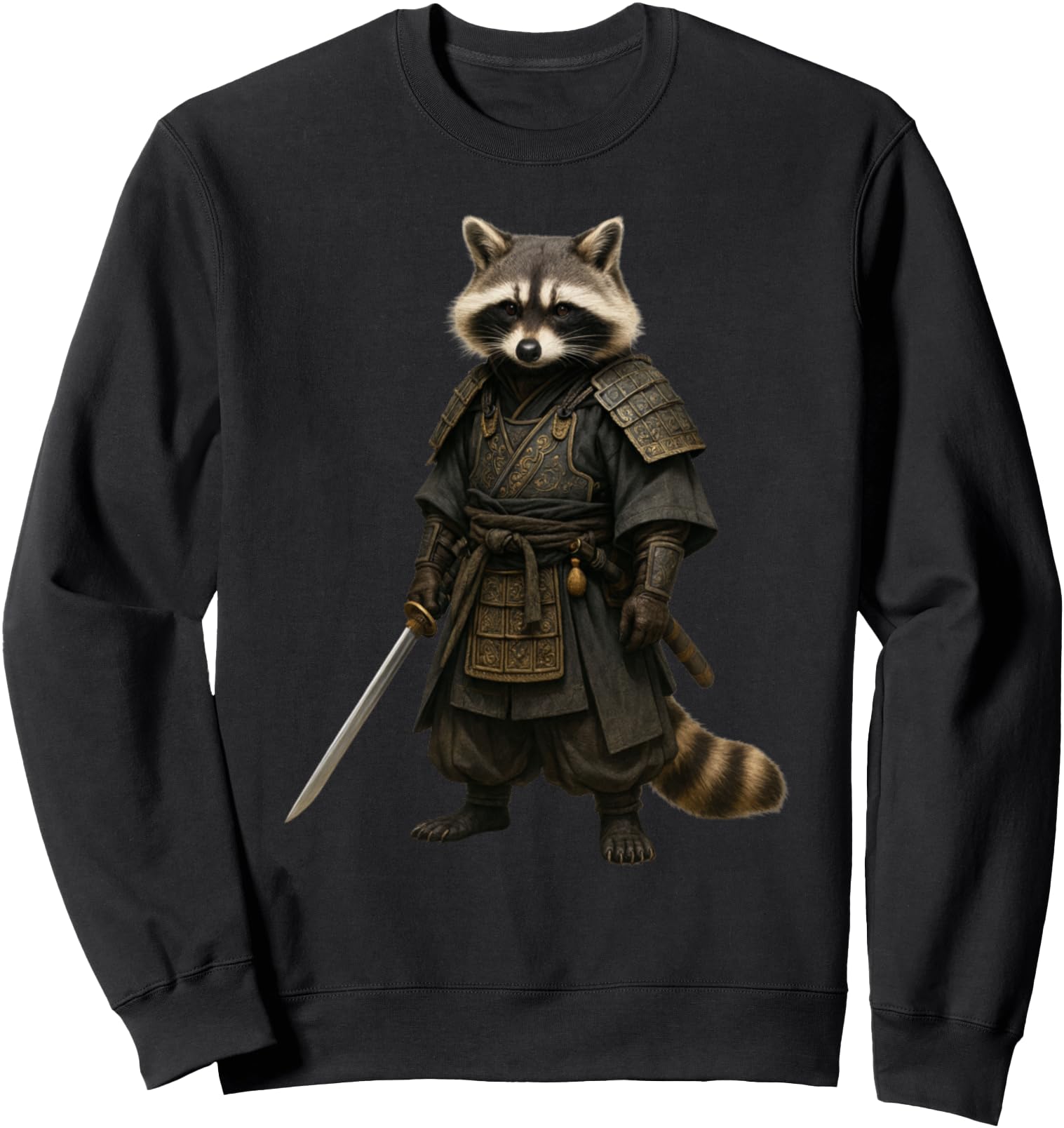 Samurai Raccoon Japanese Warrior Sweatshirt - Minimalist Print Men Women - T-Shirt, Sweatshirt, Hoodie