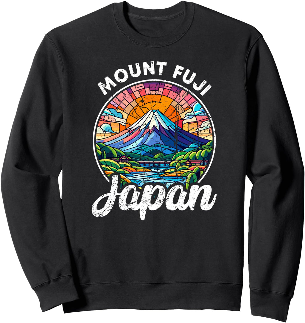 Japan Mount Fuji Stained Glass Japanese Hoodie - Streetwear Style Unisex - T-Shirt, Sweatshirt, Hoodie