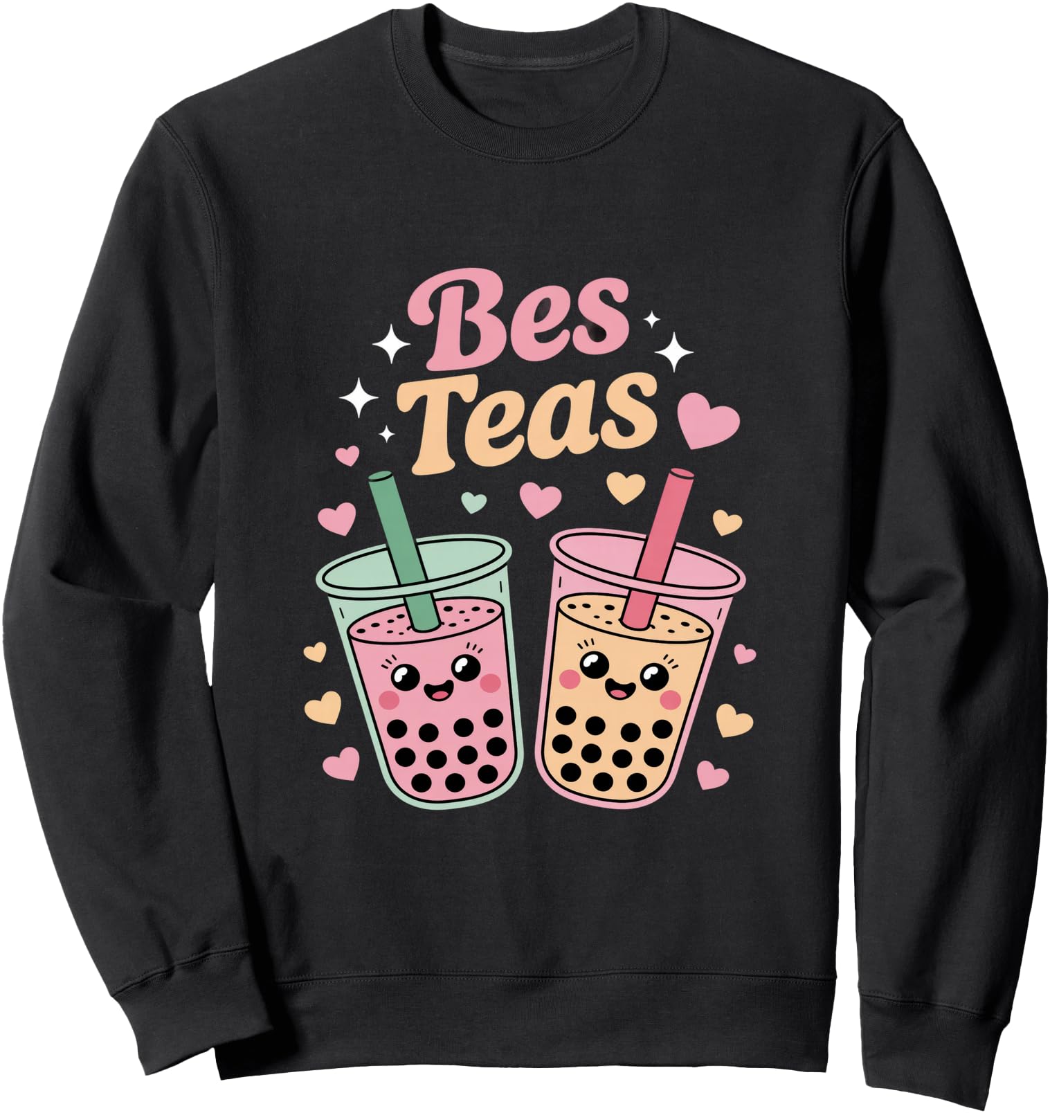 Authentic Besties Best Teas Boba Sweatshirt - Unique Graphic for Adults - T-Shirt, Sweatshirt, Hoodie