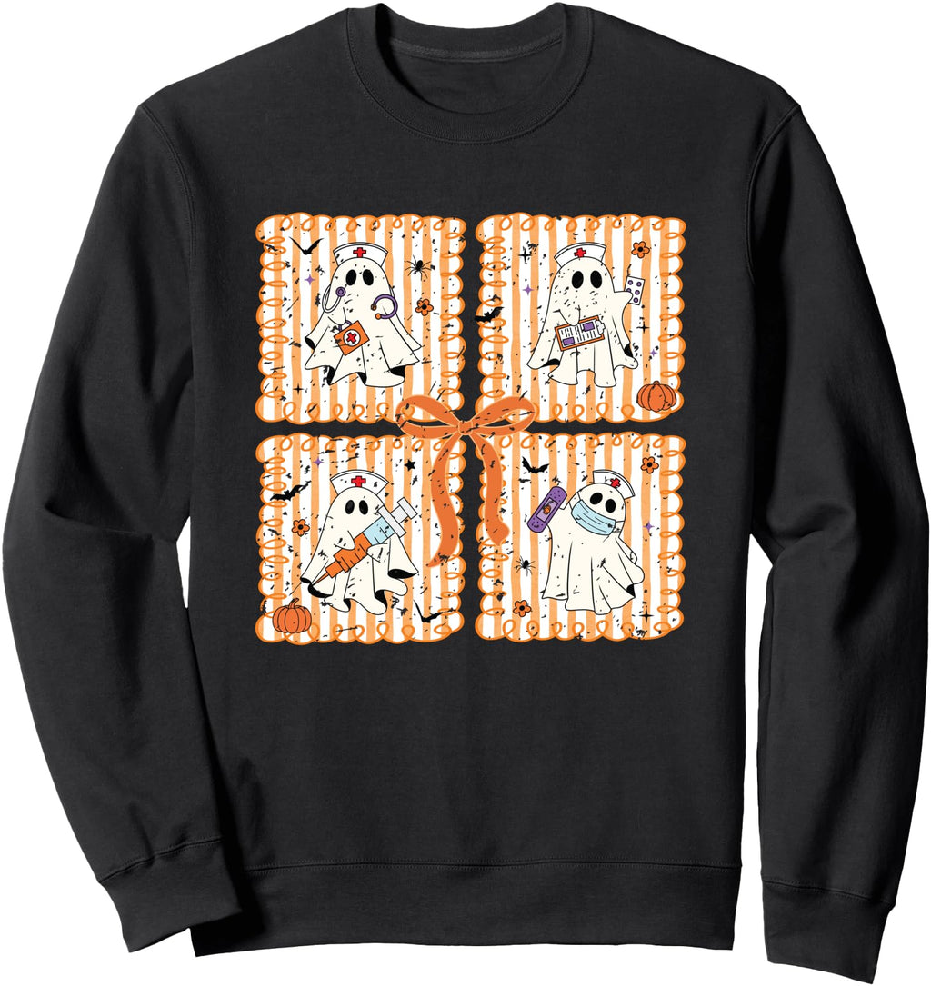 Ghost Nurse Halloween Healthcare Sweatshirt - Trendy Graphic Men Women - T-Shirt, Sweatshirt, Hoodie