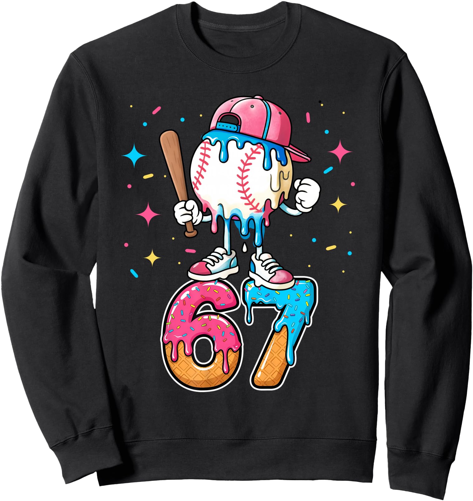 Baseball Drip Number 67 Six Sweatshirt - Aesthetic Graphic for Adults - T-Shirt, Sweatshirt, Hoodie