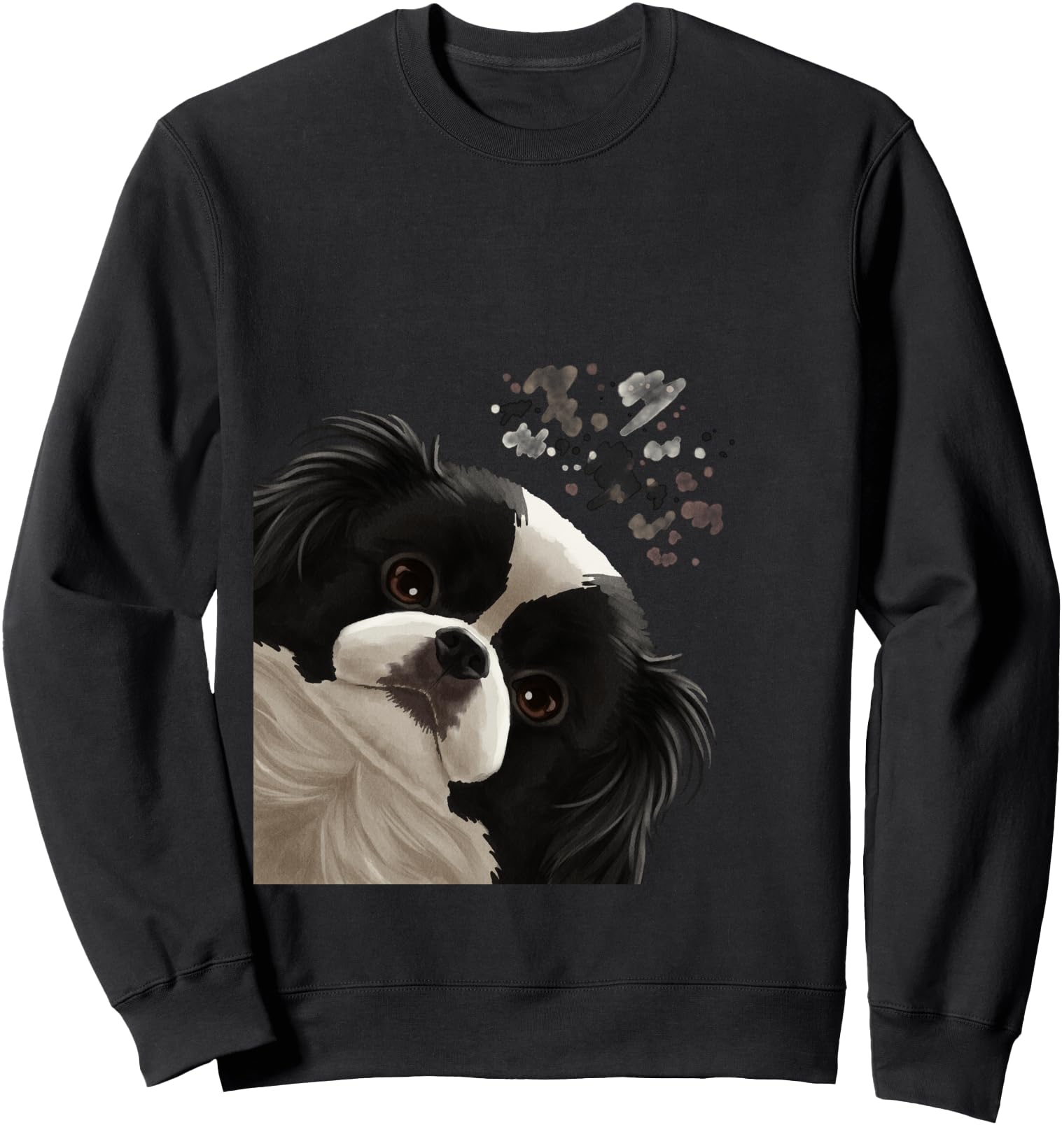 Curious Dog Japanese Chin Hoodie - Minimalist Print for Adults - T-Shirt, Sweatshirt, Hoodie