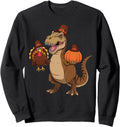 Dinosaur Trex Turkey Pumpkin Sweatshirt - Casual Everyday Wear Unisex - T-Shirt, Sweatshirt, Hoodie