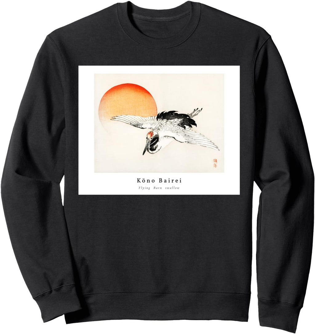 Flying Crane Painting Kono Bairei T-Shirt - Minimalist Print for Adults - T-Shirt, Sweatshirt, Hoodie