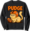 Handcrafted Pudge Grumpy Football Cat Sweatshirt - Graphic Print for Adults - T-Shirt, Sweatshirt, Hoodie