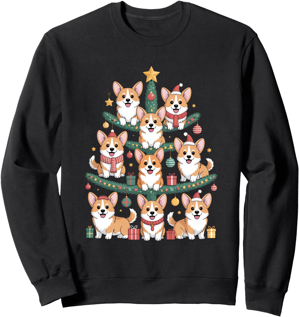 Corgi Tree Holiday Dog Lovers Sweatshirt - Fun Novelty Design for Adults - T-Shirt, Sweatshirt, Hoodie