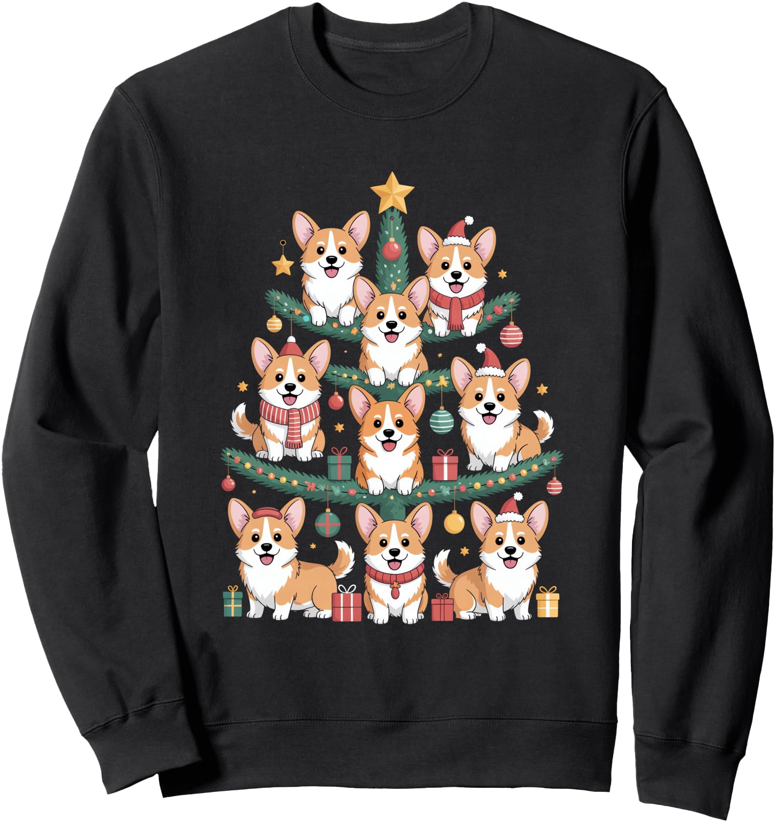 Corgi Tree Holiday Dog Lovers Sweatshirt - Fun Novelty Design for Adults - T-Shirt, Sweatshirt, Hoodie