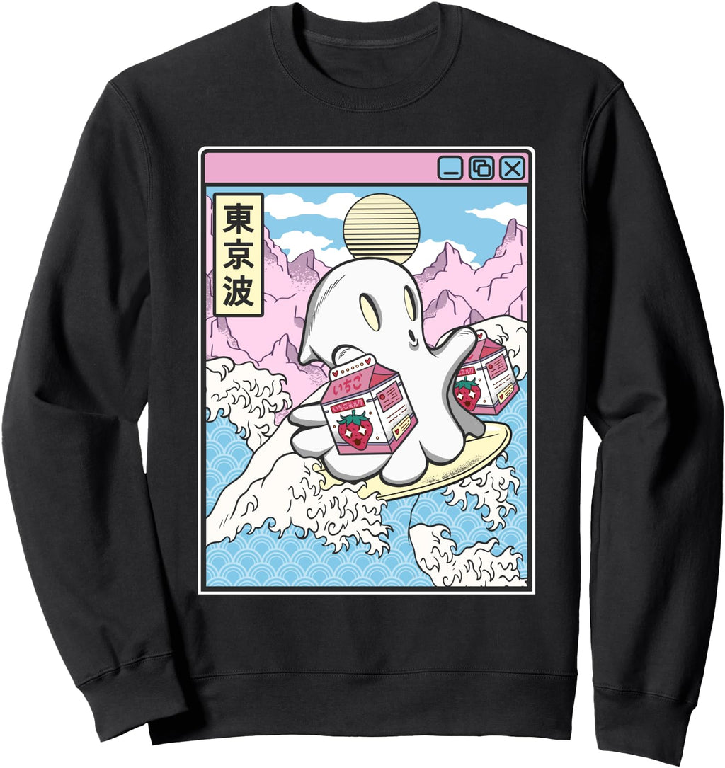 Original Surfing Ghost Strawberry Sweatshirt - Custom Art Print Unisex - T-Shirt, Sweatshirt, Hoodie