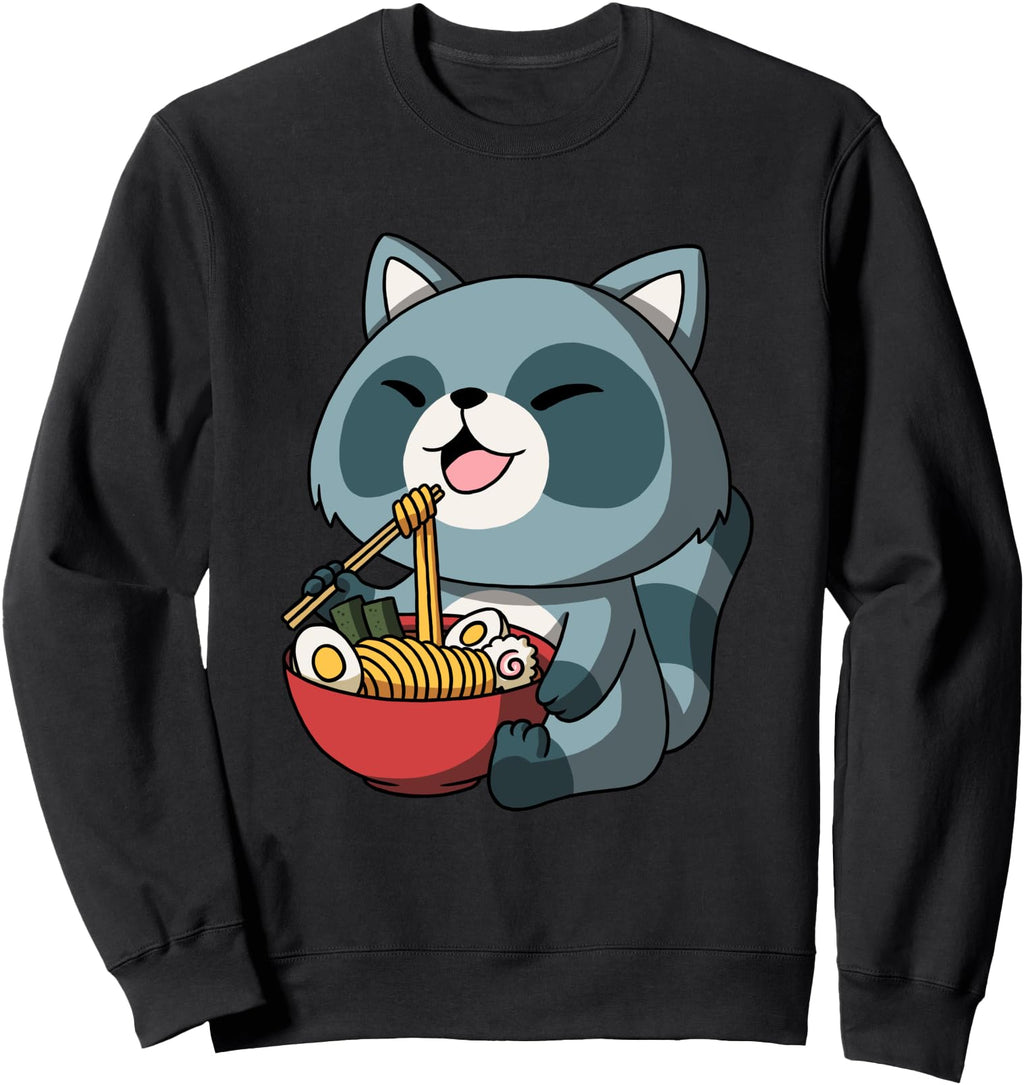 Handcrafted Kawaii Anime Racoon Asian Hoodie - Streetwear Style Men Women - T-Shirt, Sweatshirt, Hoodie