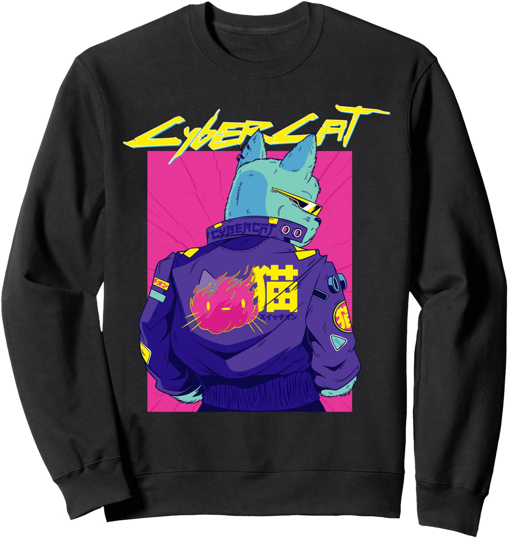 Exclusive Cyberpunk Pun Cat Sweatshirt - Fun Novelty Design Men Women - T-Shirt, Sweatshirt, Hoodie