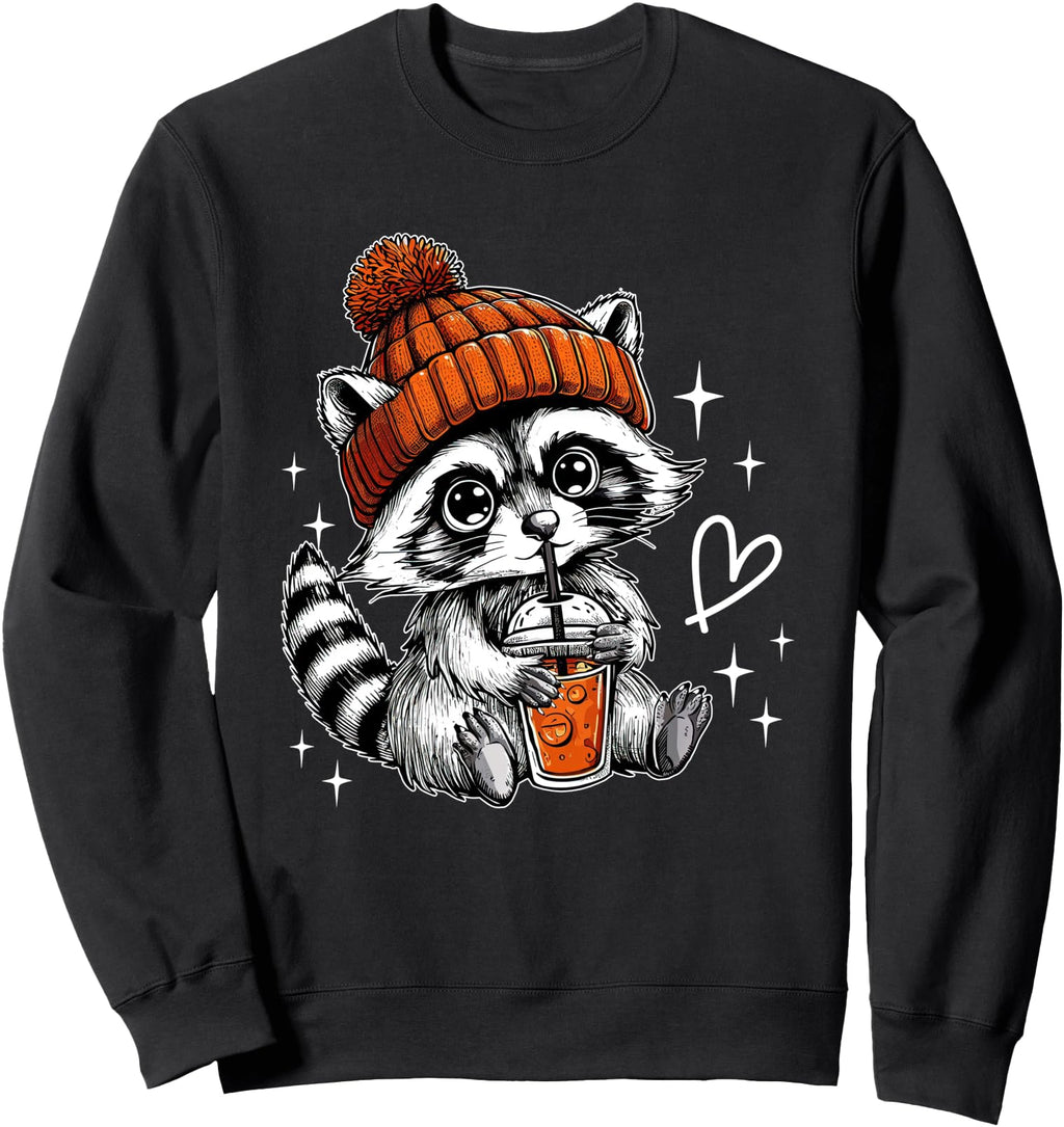 Handcrafted Fall Racoon Coffee Feral Hoodie - Novelty Apparel Men Women - T-Shirt, Sweatshirt, Hoodie