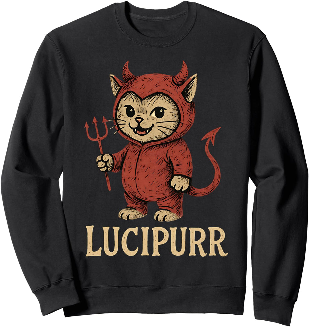 Original Lucipurr Cat Devil Halloween T-Shirt - Graphic Print Men Women - T-Shirt, Sweatshirt, Hoodie
