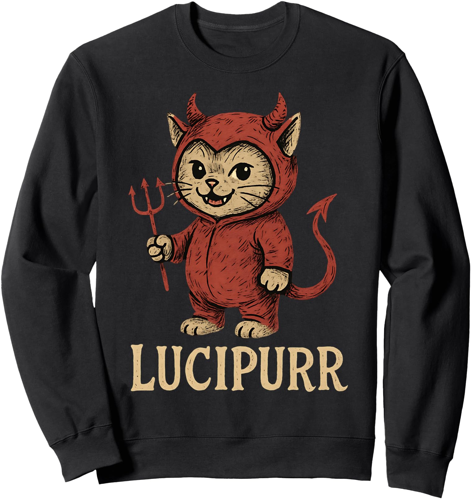 Original Lucipurr Cat Devil Halloween T-Shirt - Graphic Print Men Women - T-Shirt, Sweatshirt, Hoodie