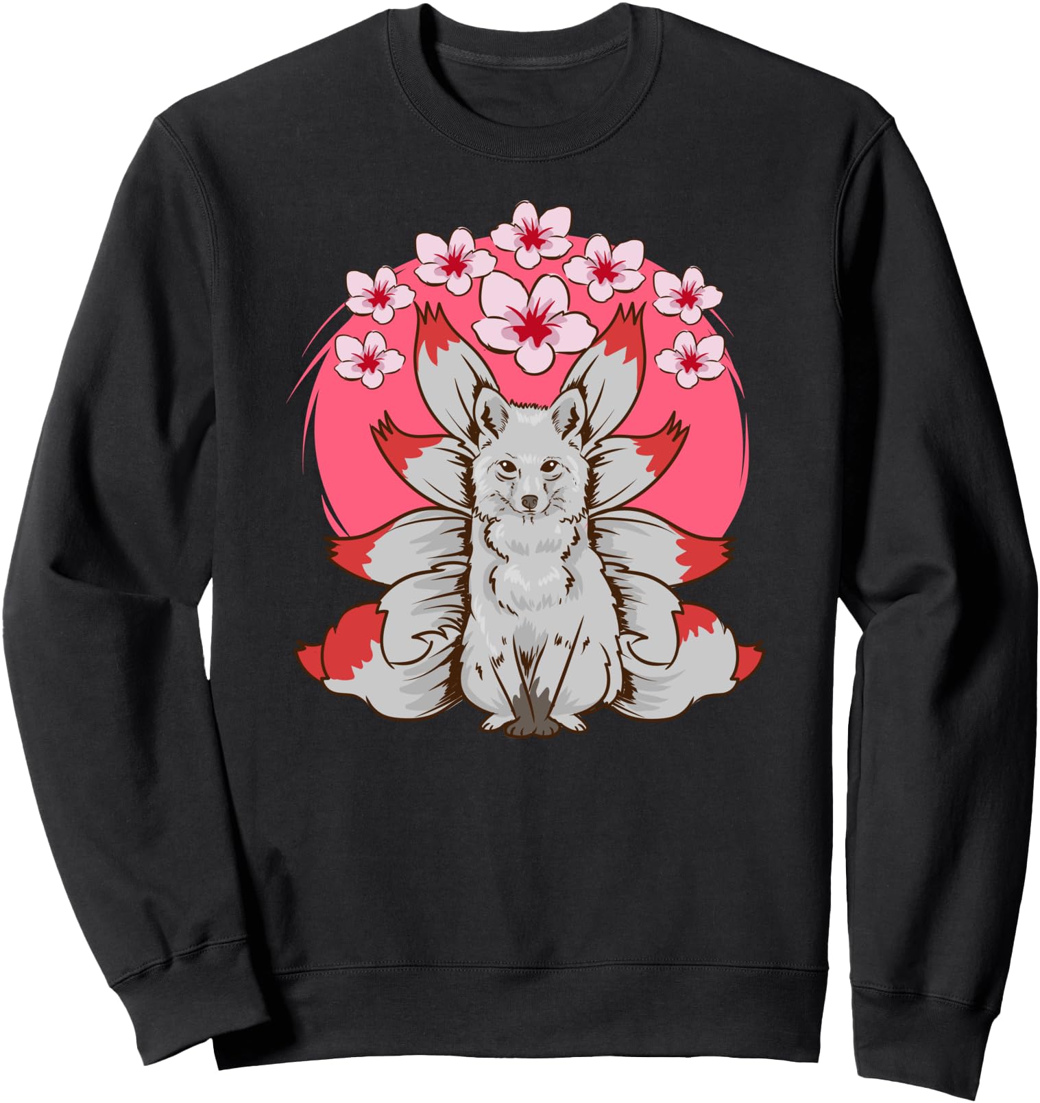 Kawaii Anime Kitsune Cherry Blossom Fox T-Shirt - Graphic Print for Adults - T-Shirt, Sweatshirt, Hoodie