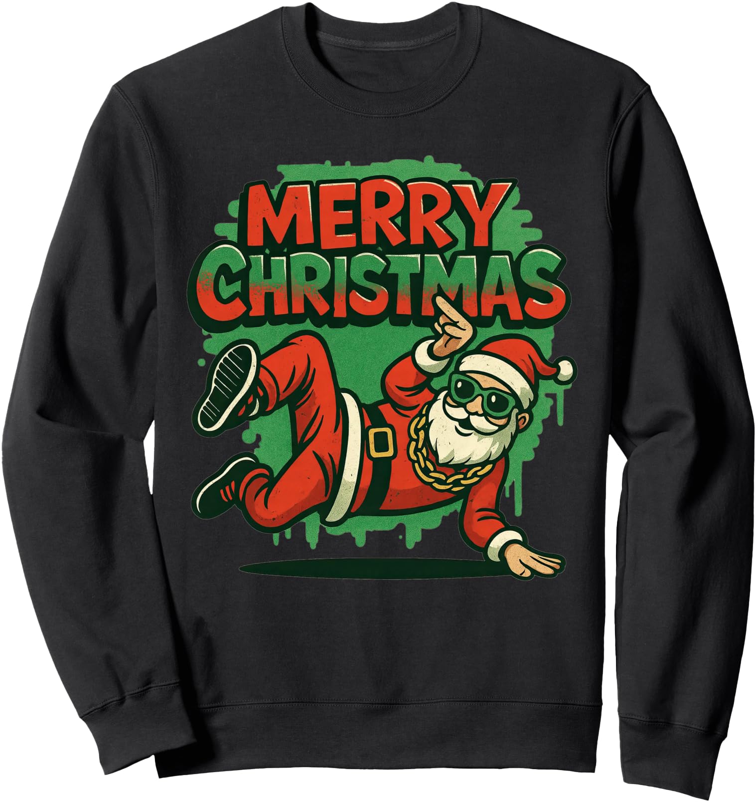Hip Hop Santa Graffiti Breakdancer T-Shirt - Custom Art Print Men Women - T-Shirt, Sweatshirt, Hoodie