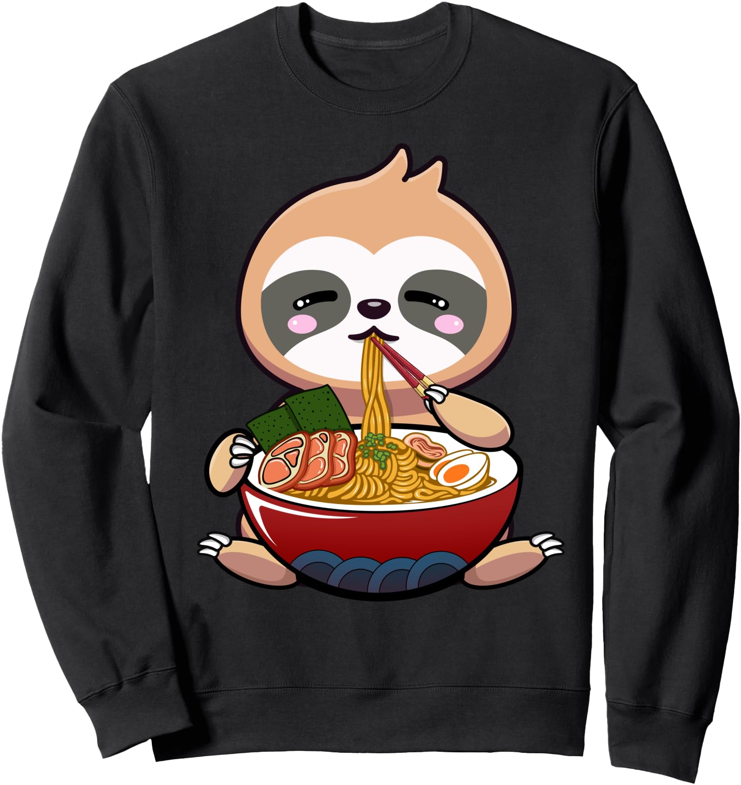 Handcrafted Sloth Eating Ramen Noodle T-Shirt - Fun Novelty Design Unisex - T-Shirt, Sweatshirt, Hoodie