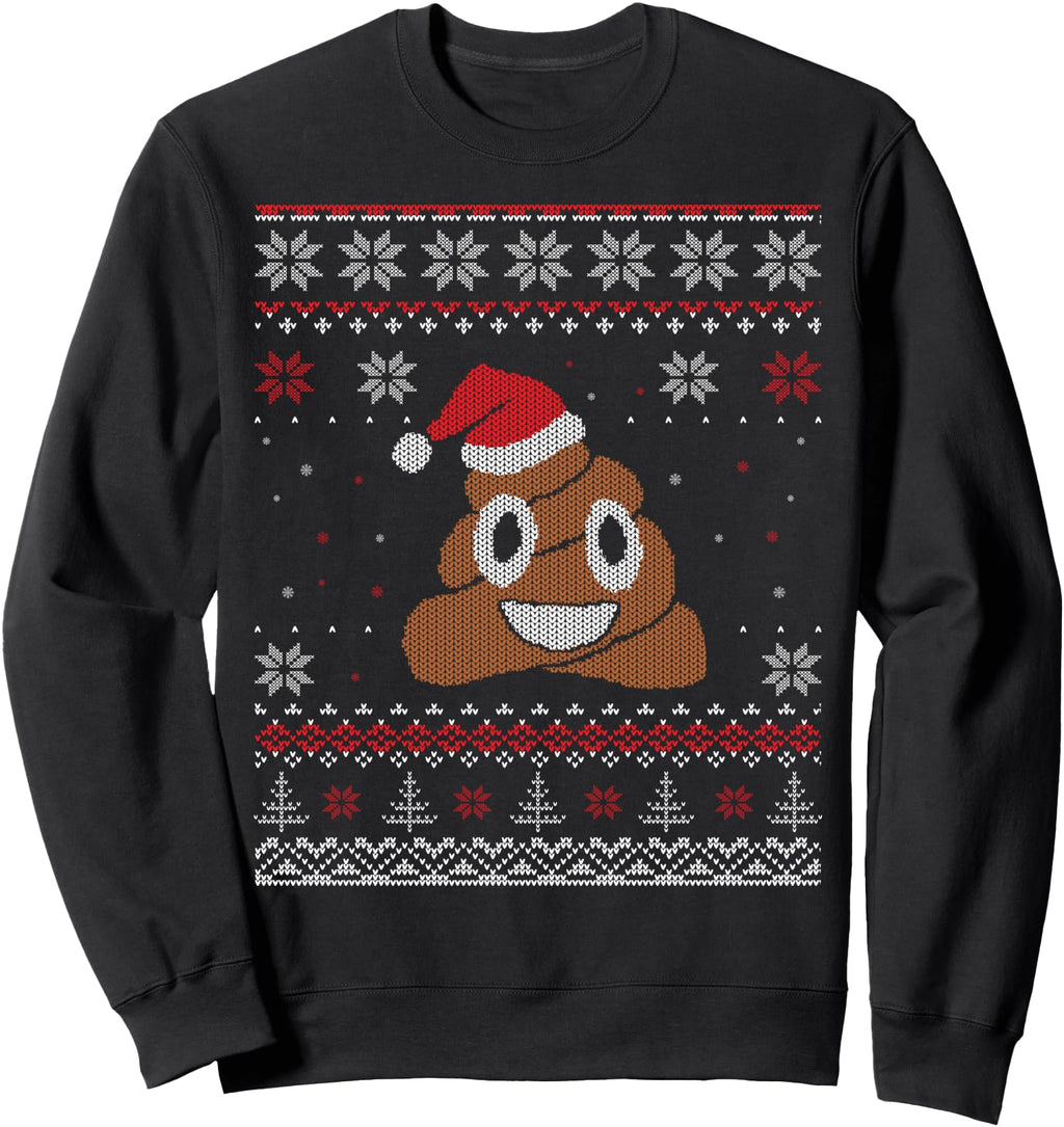 Exclusive Poop Festive Santa Hat Ugly T-Shirt - Graphic Print for Adults - T-Shirt, Sweatshirt, Hoodie