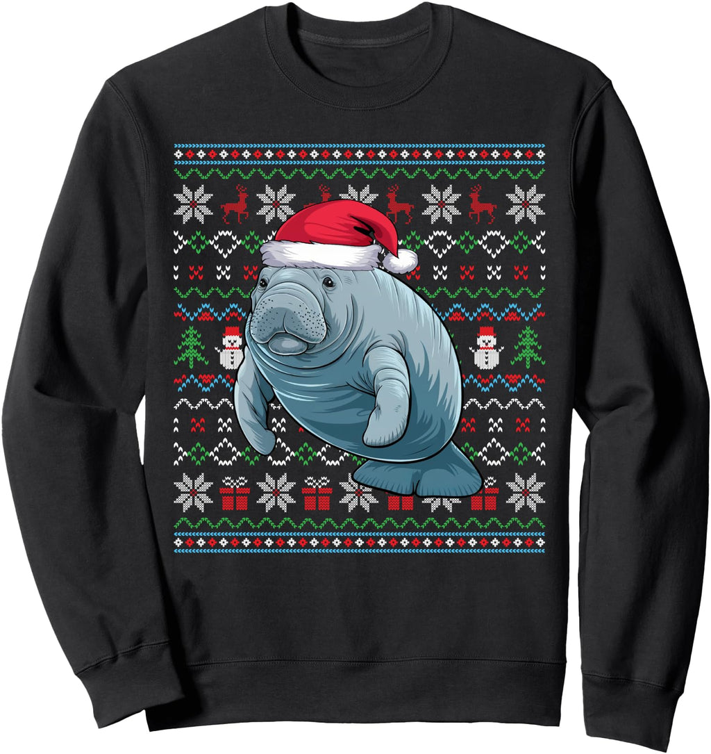 Original Ugly Manatee Lovers Santa T-Shirt - Graphic Print Men Women - T-Shirt, Sweatshirt, Hoodie
