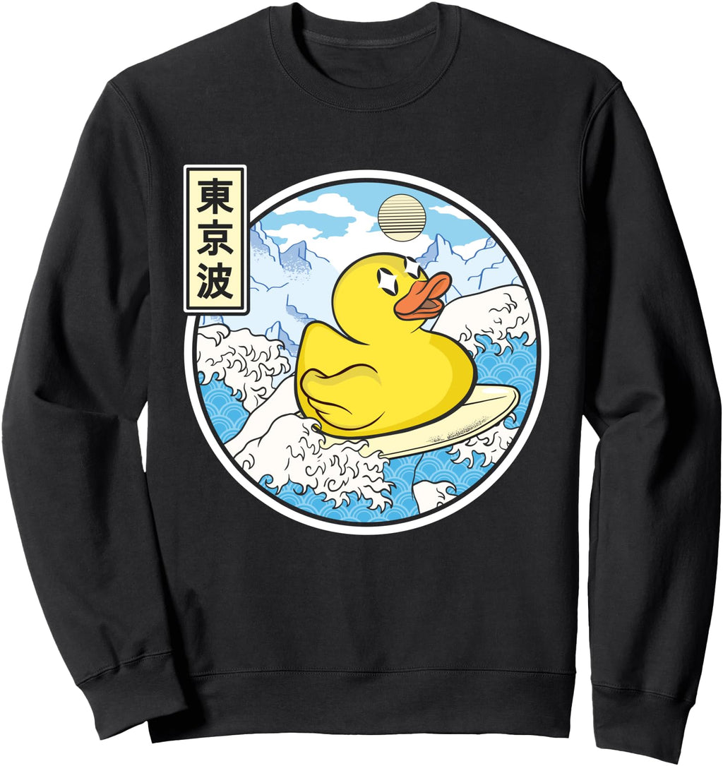 Surfing Rubber Duck Japanese Waves Hoodie - Novelty Apparel Men Women - T-Shirt, Sweatshirt, Hoodie