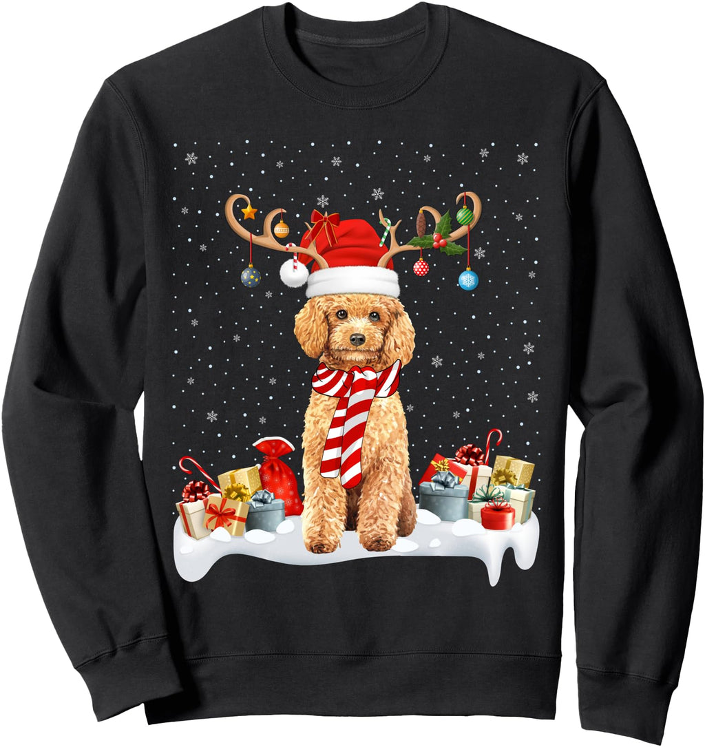 Authentic Lights Reindeer Santa Hat Hoodie - Fun Novelty Design for Adults - T-Shirt, Sweatshirt, Hoodie