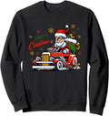Merry Santa Claus Drives Hot Rod Car Hoodie - Aesthetic Graphic Men Women - T-Shirt, Sweatshirt, Hoodie