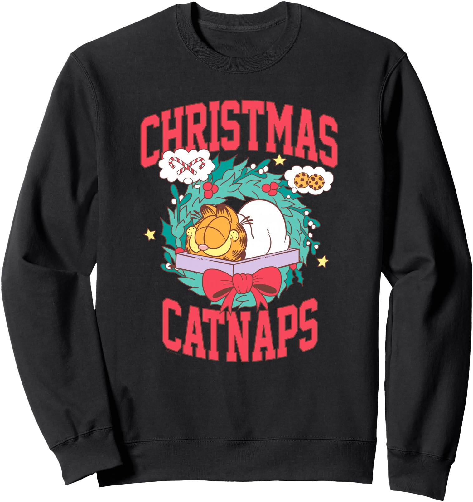 Authentic Garfield Catnaps Wreath Hoodie - Minimalist Print Men Women - T-Shirt, Sweatshirt, Hoodie