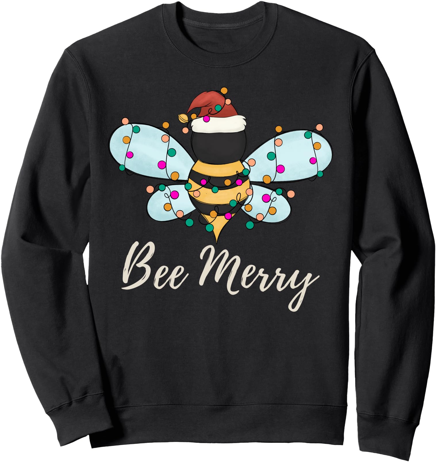 Exclusive Bee Merry Bee Wears Santa Hat T-Shirt - Aesthetic Graphic Unisex - T-Shirt, Sweatshirt, Hoodie