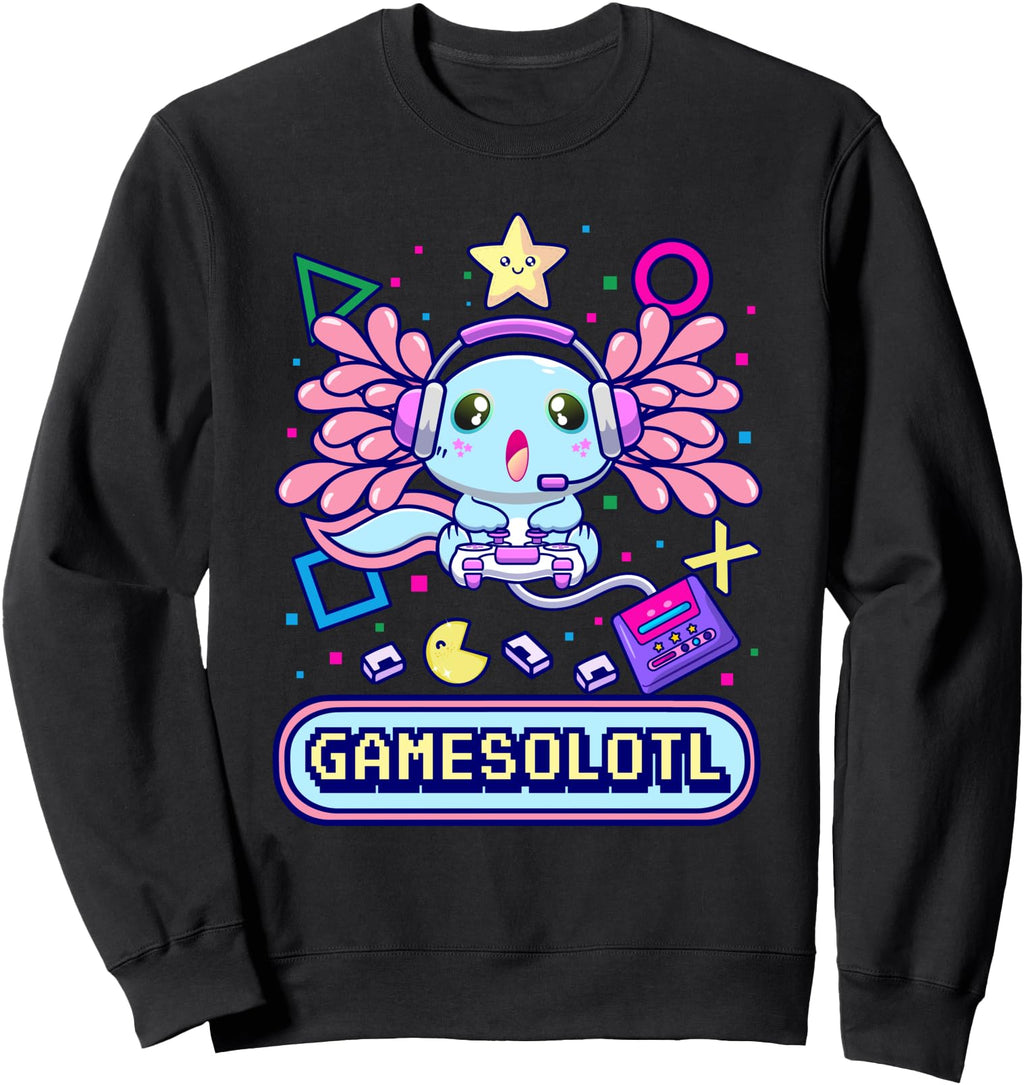 Gamesolotl Axolotl Video Gamer Kawaii Hoodie - Streetwear Style for Adults - T-Shirt, Sweatshirt, Hoodie